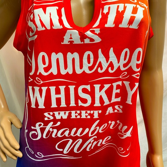 NEW Smooth as Tennessee Whiskey Sweet as Strawberry Wine Tank Top. - Picture 2 of 3
